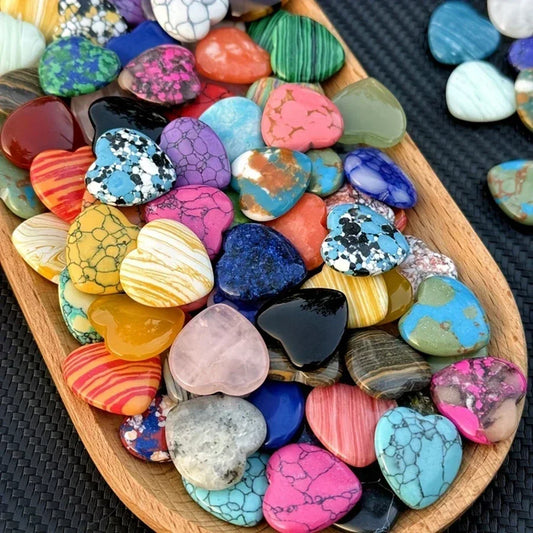 10/20/30PCS Heart-Shaped Natural Crystal Stones – 20mm Amethyst, Agate & Mineral Specimens for Healing & Decor