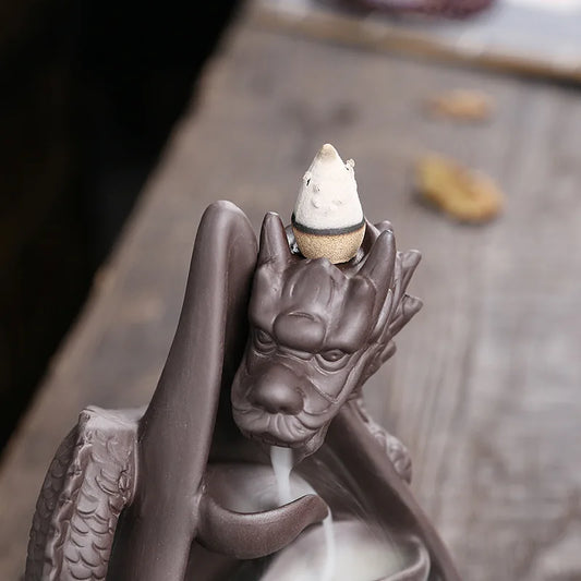 Relief Dragon Waterfall Incense Burner