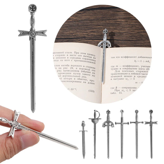 6Pcs/Set Creative Antique Sword & Knife Metal Bookmarks – Charms & Pendants