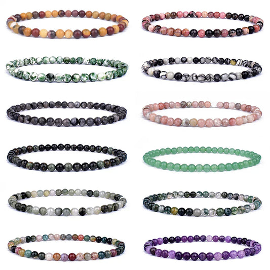 4mm 6mm Mini Energy Charm Bracelet Natural Stone Beads Yoga Healing Bracelet Jewelry for Women Men Best Friend Gift