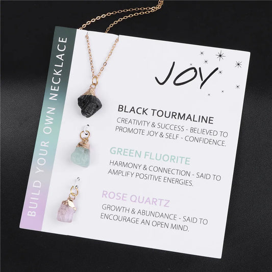 Natural Mineral Stone Charm Necklace Set