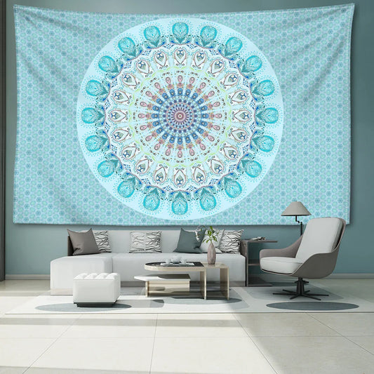 Striped Mandala Tapestry – Abstract Psychedelic Wall Hanging for Witchcraft & Boho Home Decor
