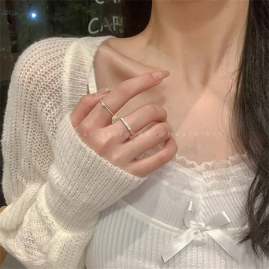 Aesthetic Elegant Dainty Crystal Heart Rings