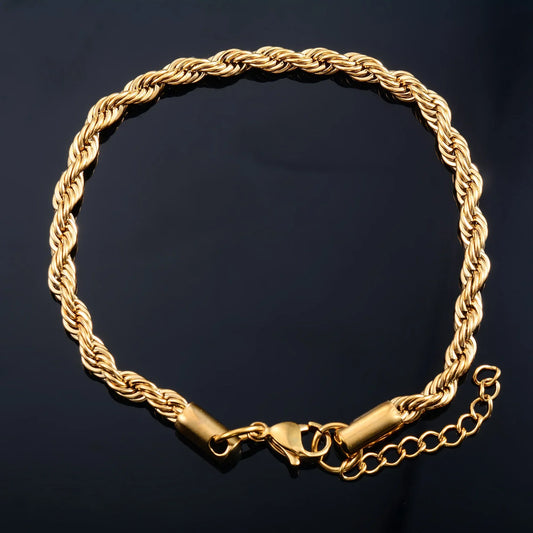 Men’s Stainless Steel Rope Chain Bracelet & Women’s Hand Bangle