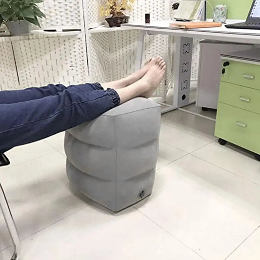 1 Inflatable Outdoor Travel Footrest – Portable Triple Height Ottoman Leg Cushion with Storage Bag