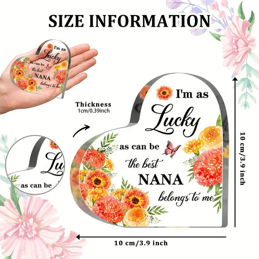 I Love You Nana Acrylic Heart Sign – Thoughtful Gift for Grandmother